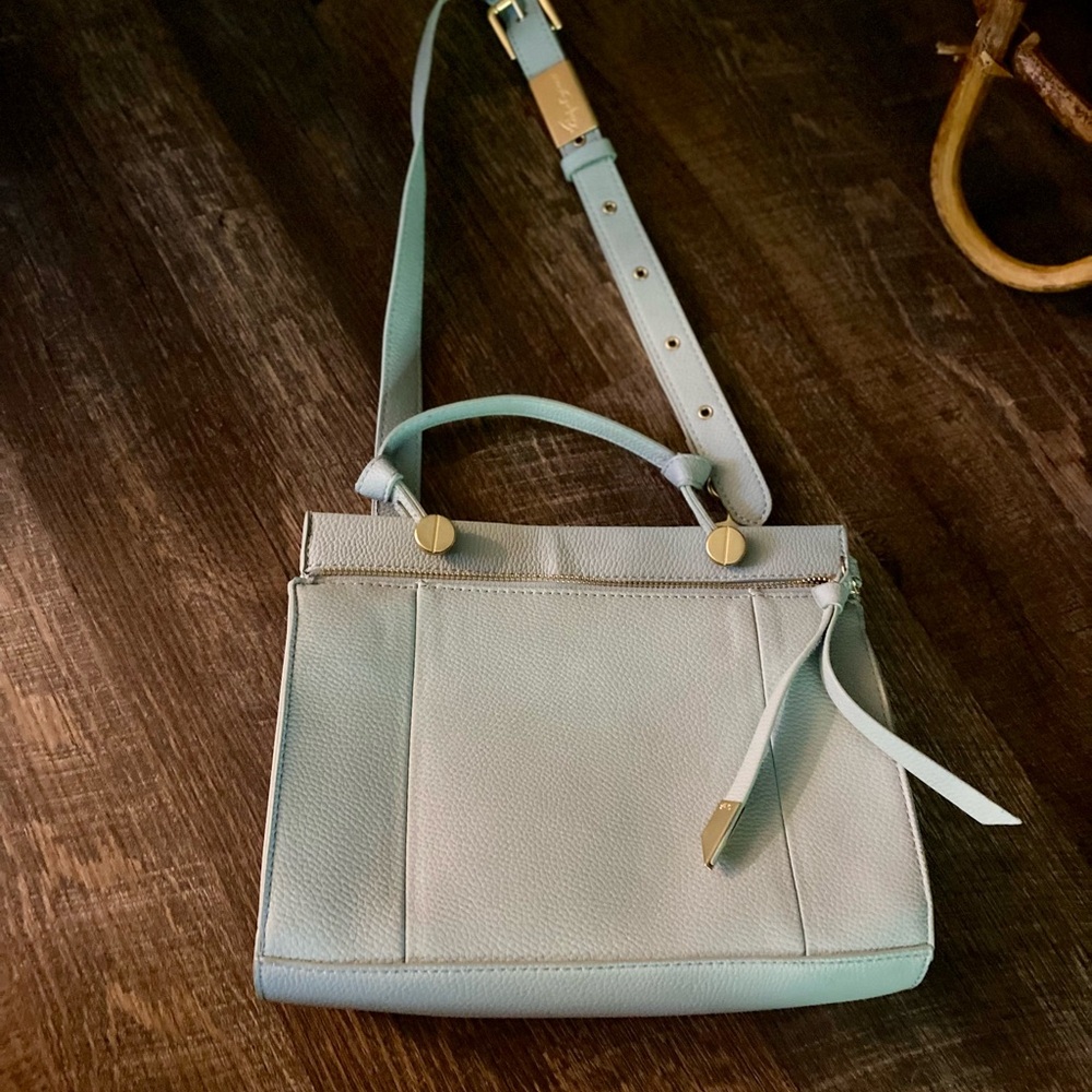 Foley + Corinna Convertible Crossbody Satchel Dione Bag Vegan Leather Baby Blue